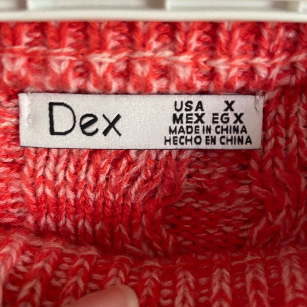 DEX MIXED CABLE KNIT TUNIC SWEATER REDDISH PINK Sz X - Picture 6 of 11